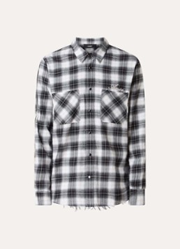 AMIRI Heren Bones regular fit ovehremd met ruitdessin en logoborduring in de kleur Gebroken wit, maat: M