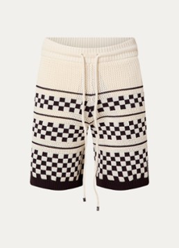 AMIRI Heren Loose fit korte broek in wolblend met ruitdessin in de kleur Creme, maat: M