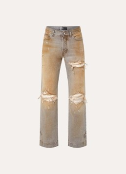 AMIRI Heren MX1 straight leg jeans met destroyed afwerking in de kleur Beige, maat: 36