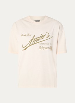 AMIRI Heren Cryst T-shirt met logoprint in de kleur Naturel, maat: S