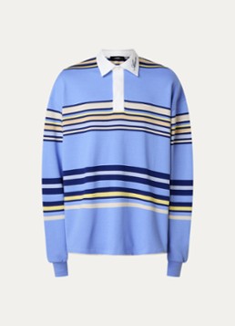 AMIRI Heren Polo met logo en streepprint in de kleur Blauw, maat: M