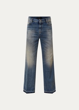 AMIRI Heren Straight leg jeans met verwassen afwerking in de kleur Indigo, maat: 32