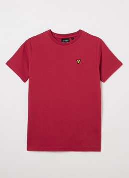Lyle & Scott Jongens T-shirt met logoborduring in de kleur Cranberryrood, maat: 14-15J=164
