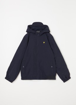 Lyle & Scott Jongens Windjack met capuchon en logoborduring in de kleur Blauw, maat: 128