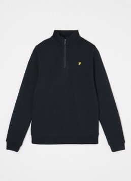 Lyle & Scott Jongens Sweater met logo en halve rits in de kleur Donkerblauw, maat: 128