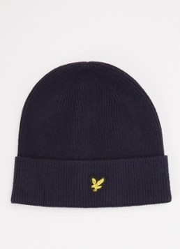 Lyle & Scott Meisjes Fijngebreide muts met logo in de kleur Donkerblauw, maat: ONE SIZE