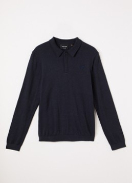 Lyle & Scott Jongens Fijngebreide polo met logo in de kleur Donkerblauw, maat: 152