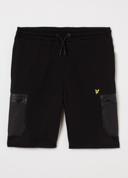 Lyle & Scott Jongens Straight fit korte broek met logo en ritszakken in de kleur Zwart, maat: 14-15J=164