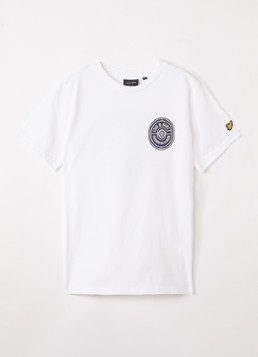 Lyle & Scott Jongens Borders T-shirt met front- en backprint in de kleur Wit, maat: 5-6J=116
