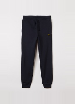 Lyle & Scott Jongens Tapered fit joggingbroek met logoborduring in de kleur Donkerblauw, maat: 14J-15J=164