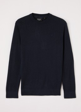Lyle & Scott Jongens Fijngebreide pullover met logoborduring in de kleur Donkerblauw, maat: 12J-13J=152