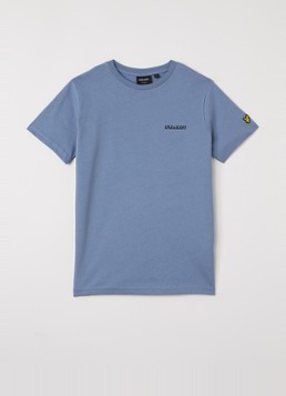 Lyle & Scott Jongens T-shirt met logoborduring in de kleur Staalblauw, maat: 15J-16J=176