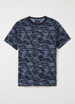 Lyle & Scott Jongens T-shirt met camouflageprint in de kleur Indigo, maat: 12J-13J=152