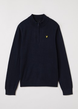 Lyle & Scott Jongens Sweater met halve rits in de kleur Donkerblauw, maat: 10J-11J=140