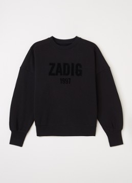 Zadig&Voltaire Meisjes Sweater flock logoprint in de kleur Zwart, maat: 14A