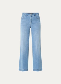 Gardeur Dames High waist wide leg jeans met lichte wassing in de kleur Indigo