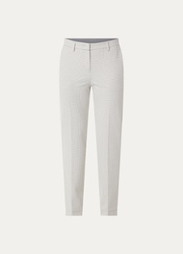 Gardeur Dames Zigarette mid waist tapered pantalon met pied-de-poule dessin in de kleur Lichtgrijs