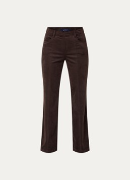 Gardeur Dames High waist flared broek van suède in de kleur Donkerbruin