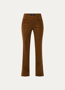 Gardeur Dames Mid waist flared broek van suède in de kleur Cognac