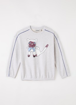Mini Rodini Meisjes Siamese sweater met print in de kleur Grijsmele, maat: 128/134