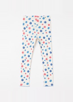 Mini Rodini Meisjes Flowers legging met bloemenprint in de kleur Gebroken wit, maat: 104/110