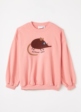 Mini Rodini Meisjes Elephant Shrew sweater met borduring in de kleur Roze, maat: 140/146