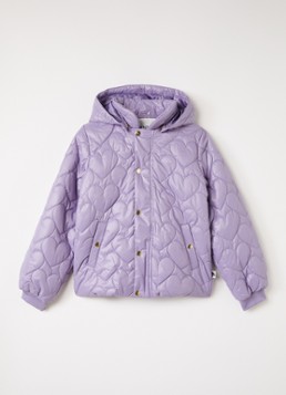 Mini Rodini Meisjes Heart pufferjack met quilt patroon in de kleur Paars, maat: 140/146