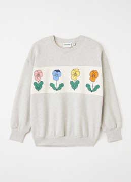 Mini Rodini Meisjes Violas sweater met print in de kleur Grijsmele, maat: 116/122