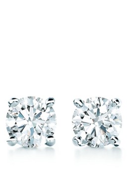 Tiffany & Co. Dames Solitaire oorknopjes van platina met diamant 68337 in de kleur