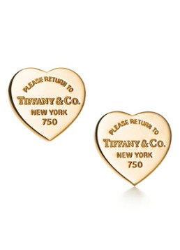 Tiffany & Co. Dames Heart Tag Stud Mini oorknopjes van 18 karaat geelgoud 47961 in de kleur
