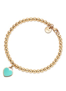 Tiffany & Co. Dames Mini Heart Tag Medium kralenarmband van 18 karaat geelgoud 68442 in de kleur