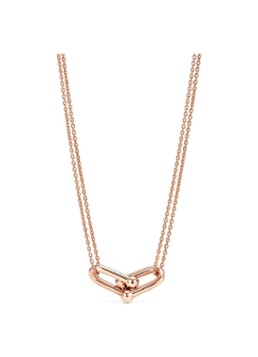 Tiffany & Co. Dames Double Link ketting van 18 karaat roségoud met hanger 57455 in de kleur