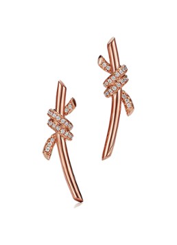 Tiffany & Co. Dames Oorhangers van 18 karaat roségoud met diamant 10976 in de kleur