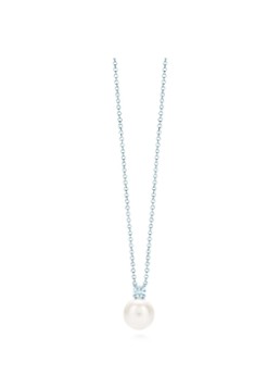 Tiffany & Co. Dames Ketting van 18 karaat witgoud met parel en diamant 44785 in de kleur