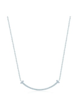 Tiffany & Co. Dames Smile Small ketting van 18 karaat witgoud met diamant en hanger 71285 in de kleur