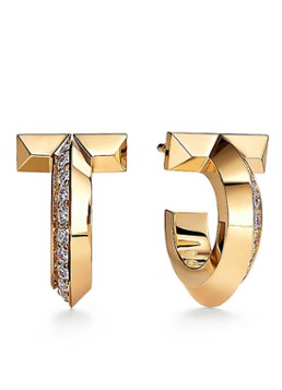 Tiffany & Co. Dames T1 oorringen van 18 karaat geelgoud met diamant 28805 in de kleur