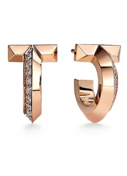 Tiffany & Co. Dames T1 oorbellen van 18 karaat roségoud met diamant 28693 in de kleur