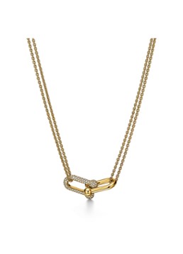 Tiffany & Co. Dames Tiffany HardWear Large Double Link van 18 karaat geelgoud met pavé diamant 55091 in de kleur