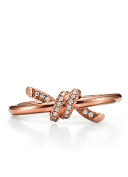 Tiffany & Co. Dames Tiffany Knot ring van 18 karaat roségoud met diamant 10987 in de kleur