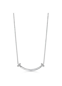 Tiffany & Co. Dames Tiffany T Smile ketting van 18 karaat witgoud met diamant 84618 in de kleur