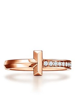 Tiffany & Co. Dames Tiffany T T1 ring van 18 karaat roségoud met diamant 67940 in de kleur