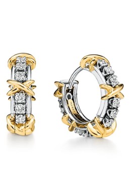 Tiffany & Co. Dames 16 Stone oorringen van 18 karaat geel- en witgoud met diamant 82383 in de kleur