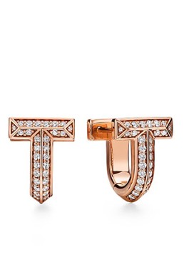 Tiffany & Co. Dames Tiffany T T1 oorringen van 18 karaat roségoud met diamant 81783 in de kleur