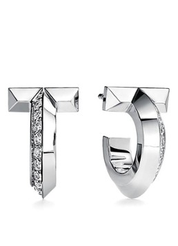 Tiffany & Co. Dames Tiffany T T1 oorringen van 18 karaat witgoud met diamant 28956 in de kleur