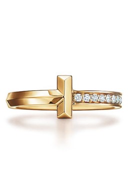Tiffany & Co. Dames Tiffany T T1 ring van 18 karaat geelgoud met diamant 67939 in de kleur