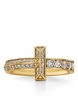 Tiffany & Co. Dames Tiffany T T1 ring van 18 karaat geelgoud met diamant 80886 in de kleur