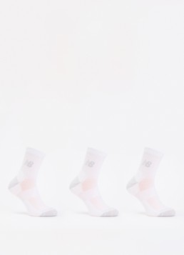 New Balance Heren Active Quarter sportsokken met logo in 3-pack in de kleur Wit, maat: M=38-42