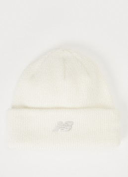 New Balance Heren Grofgebreide muts met logoborduring in de kleur Gebroken wit, maat: One Size