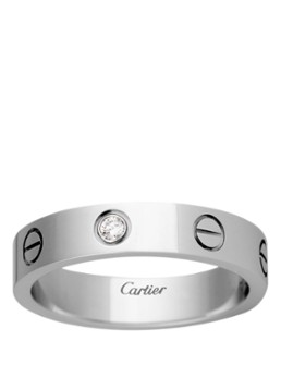 Cartier Heren LOVE Wedding band ring van 18 karaat witgoud met 1 diamant CRB4050500 in de kleur Witgoud