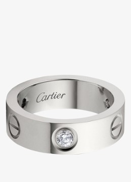 Cartier Heren LOVE trouwring, klassiek model van 18 karaat witgoud met 0.23 ct diamant CRB40325 in de kleur Witgoud